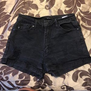High-waisted denim shorts